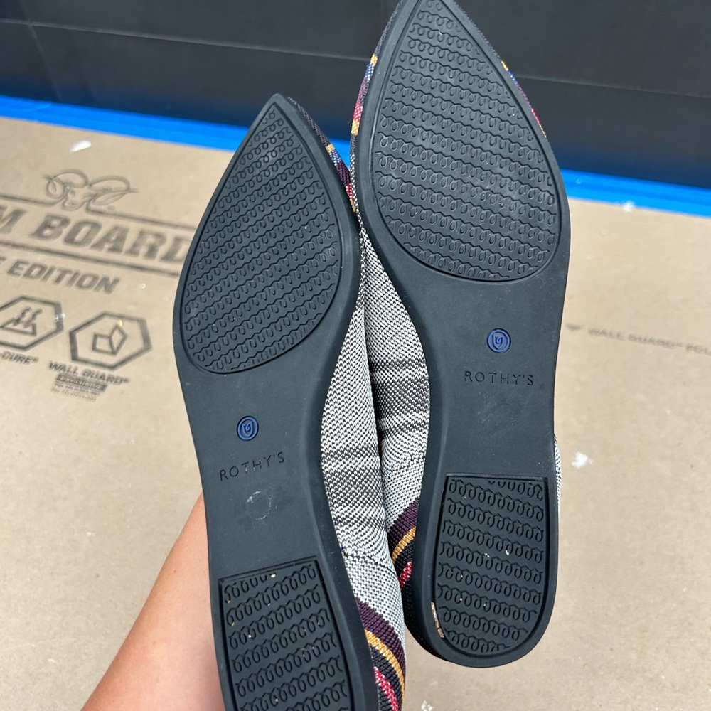 Rothy's Women's Flats - Black, Gray, and Multicolor Stripes - Picture 4 of 5